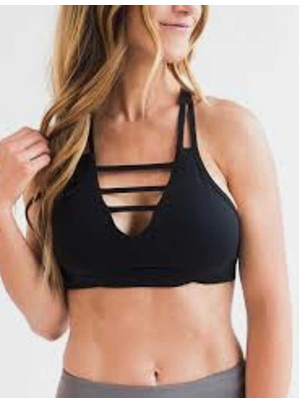 ZYIA Black Strappy Bralette with Mesh Inset